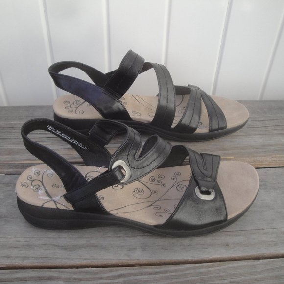 BareTraps Sandals Black with Velcro Side Leather Slingback Sandals 9M - Picture 1 of 7